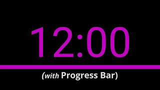 SILENT - 12 Minute Countdown - Pink with Progress Bar and Time Markers / Chapters