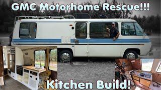 Building a KITCHEN in our ABANDONED GMC Motorhome! Rescue Part 11