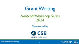 Grant Writing 2024 Nonprofit Workshop Series