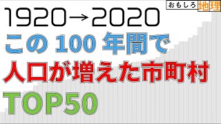 【国勢調査100年】この100年で最も人口が増えた自治体は？【人口増加】