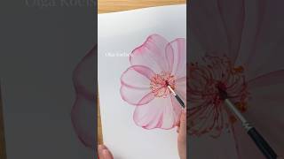 How to paint watercolor wild rose in layered technique #transparent #watercoloreffect #watercolor