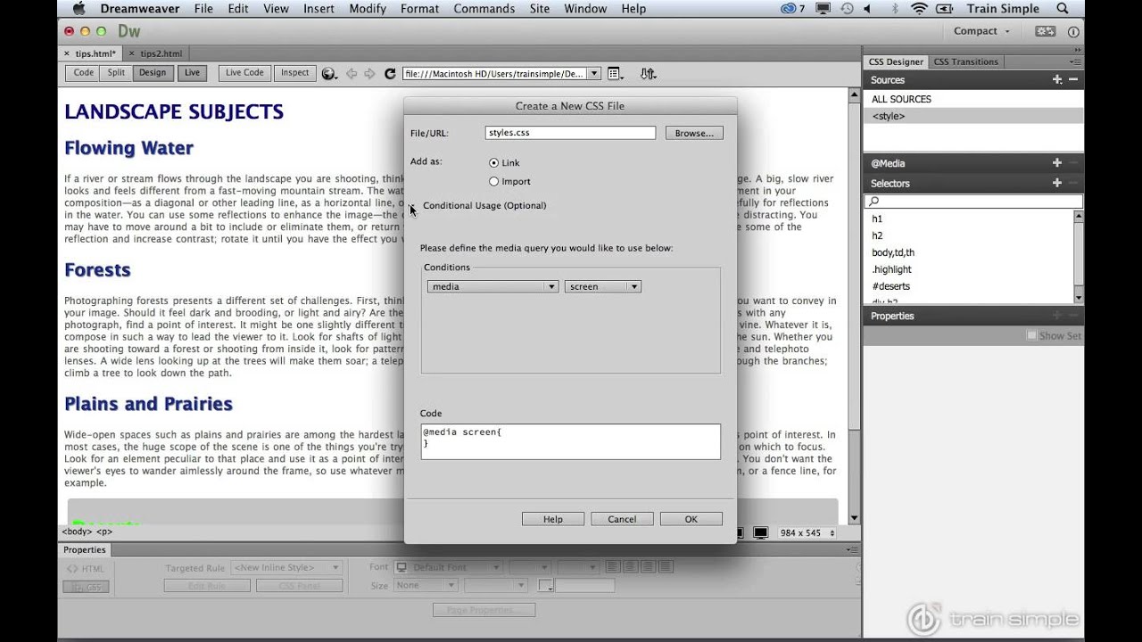 Dreamweaver CC Tutorial Getting Started With CSS Managing Styles And ...