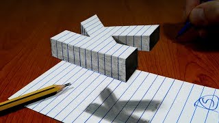 3D Trick Art On Line Paper, Floating Letter K