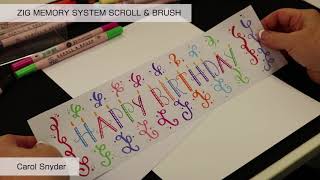 ZIG Memory System SCROLL \u0026 BRUSH 【Happy Birthday】スクロール＆ブラッシュ＿レタリング・アイデア