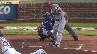 Mesoraco gets drilled twice on one pitch