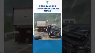 Detik-detik Batu Raksasa Jatuh Hancurkan Mobil di Nagaland, 2 Tewas 3 Luka-luka #shorts