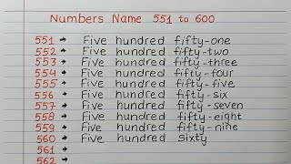 Write number names 550 to 600 in words II 550 to 600 number names II write spelling 550 to 600