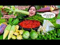 EAT RAW VEGETABLES WITHOUT RICE, RAW PAPAYA TREE, BANANA HEART, JENGKOL, PETE, RAW BANANA