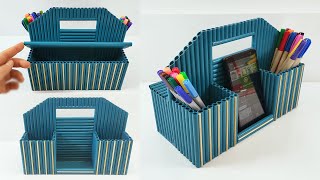 Transform Waste Paper into a Useful Desktop Organizer - Pen Holder and Phone Stand