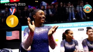 Simone Biles CRAZY Reaction to her Floor Routine’s HUGE 15.166 World Championships 2023🤩