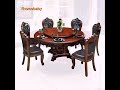 solid wood round dining table and chair combination turntable desktop