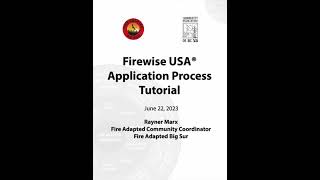 Firewise USA Application Process Tutorial