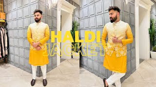 HALDI JACKET SET | KURTA JACKET | Yellow Kurta For Men #Haldi Outfit #kurta#kurtapajama#dulha#groom