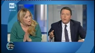 Duro confronto tra Giorgia Meloni e Matteo Renzi - Porta a Porta