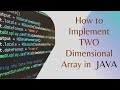 Two Dimensional Array In Java
