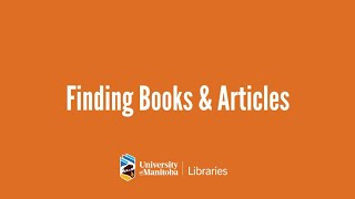 Finding Books and Articles