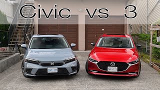 2022 Honda Civic vs 2021 Mazda 3 - Battle of the semi-premium compact sedans.