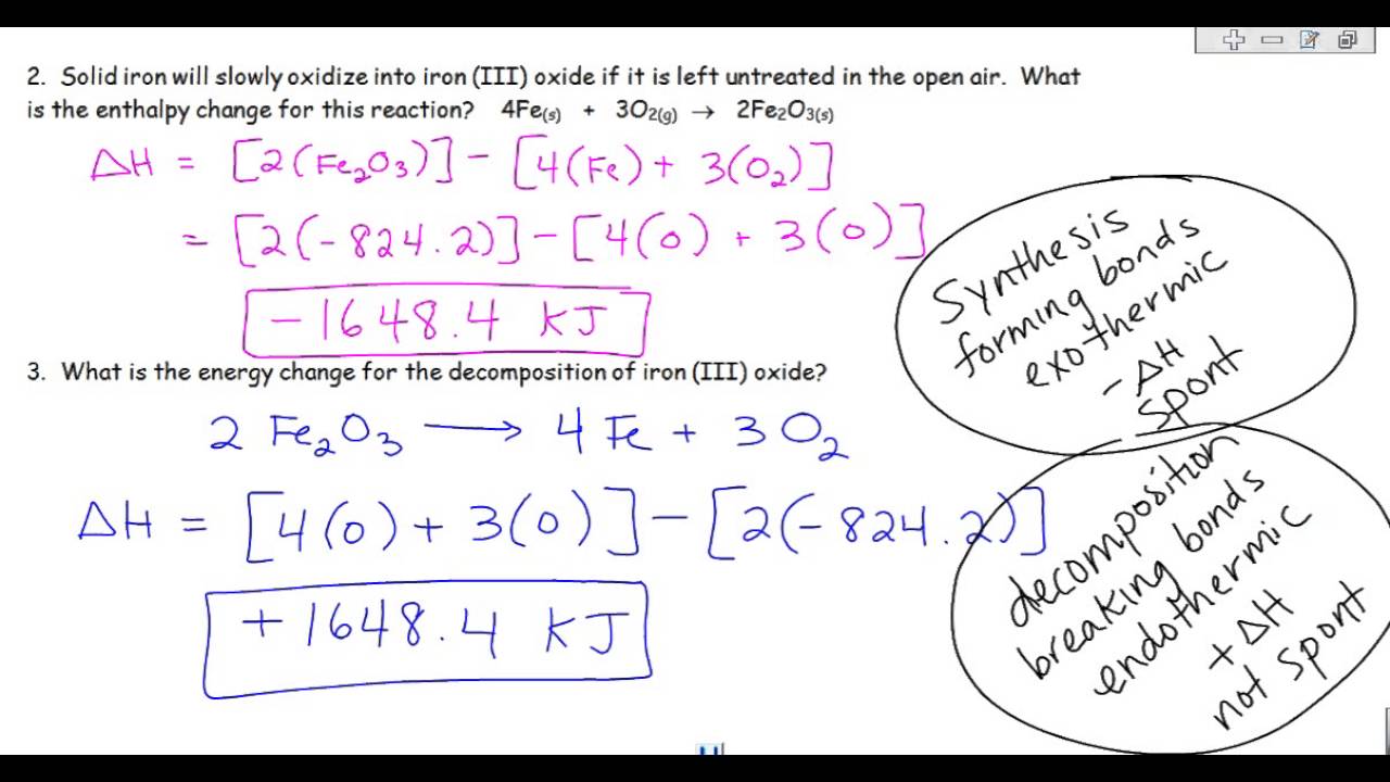 Calculating Enthalpy Changes From A Chemical Reaction - YouTube