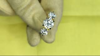 3.00 Ct Round Cut Moissanite Three-Stone Engagement Ring 14k Yellow Gold Plated