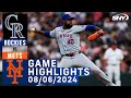 Mets vs Rockies (8/06/2024) | NY Mets Highlights | SNY