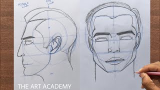 How to Draw Basic Face Sketch Front and Side View | Step By Step Easy Leaning to Draw Male Face