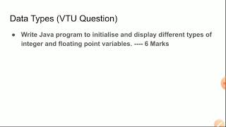 Data Types - - (Module-2 Chapter-2 2.2.6 - Object Oriented Concepts) 18CS45