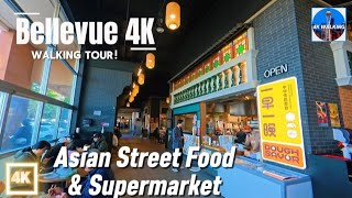 [4k] Walking Tour inside Asian Family Market & Street Food in Northern Bellevue, Washington 🇺🇸