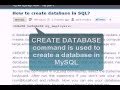 MySQL Tutorial : create database