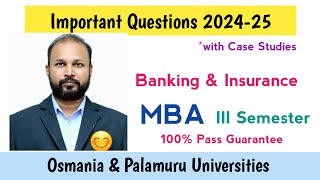 Banking and Insurance Important Questions 2024-25 MBA I Semester 1st Sem Imp OU PU