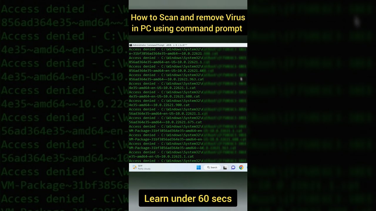 How To Scan & Remove Viruses From PC Using Command Prompt #shorts #cmd ...