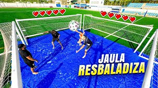 💧 JAULA 4 PORTERÍAS RESBALADIZO ⚽ 6 BALONES ⚽ ¡Retos de Fútbol!