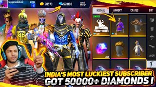 India's Luckiest Subscriber Got 50,000 Diamonds From Me || OMG😱😱😱REACTION || At Garena Free Fire