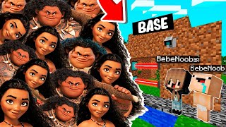 RETO DE LA BASE VS 1000000 MOANA 2😨😱BASE DE NOOBSI Y BEBE NOOB VS MOANA2  en MINECRAFT