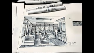 Rendering with Gray Markers   Interior Perspective Scene