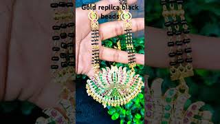 Beautiful gold replica panchaloha black beads@7416834376