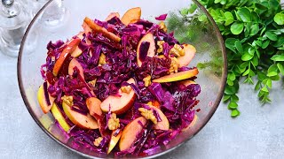 Rotkohl Salat mit Apfel, Roter Bete und Walnüssen Rezept vegan