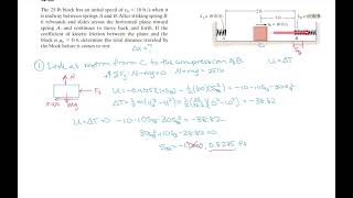 Work Energy with spring and friction. Dynamics tutorial