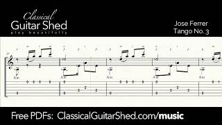 Ferrer: Tango no 3 - Free Classical Guitar Sheet Music