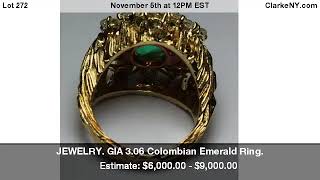 JEWELRY. GIA 3.06 Colombian Emerald Ring.