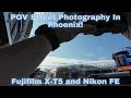 XT5 vs Fujifilm 35mm Film Stock | POV Street Photography With The Nikon FE and Fuji X-T5 in Phoenix!