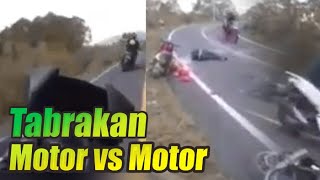 NGERI!! Detik-detik Kecelakaan Tabrakan Motor vs Motor Gegara Kebut-kebutan di Jalan Sempit