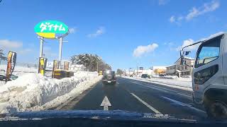 【雪道】盛岡市厨川ー滝沢市分れ交差点ー中華そばなると様駐車場Driving Video around Morika Takizawa Iwate Japan【車載動画2022.1.17】