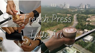 French Press milk Frother Latte Art 发压咖啡拉花技术