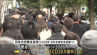 去年の日本の労働生産性がこの50年で最低順位に　OECD加盟の38カ国中23位(2021年12月20日)