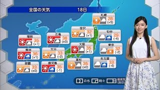 ★お天気キャスター解説★ 8月18日(木)の天気