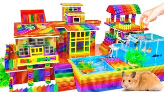 DIY - Build Mega Mansion Has Waterfall Pool For Goldfish, Hamster With Magnetic Balls (Satisfying)