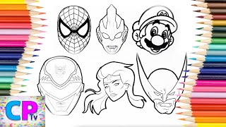 Wolverine,Power Rangers,Spiderman,Iron Man...... Coloring Pages Tv ,How to Color Superheroes Heads