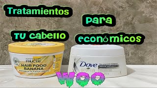 Tratamientos para tu cabello super económicos Garnier Banana y Dove Recuperación extrema  del super