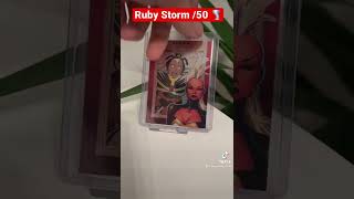 Storm Ruby /50. Rittenhouse Marvel 75th Anniversary is a killer set. #marvelcards #storm #marvel