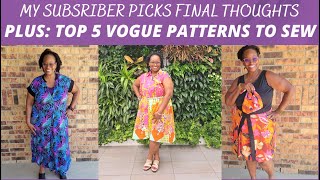 [692]Top 5 Vogue Patterns To Sew \u0026 Final Thoughts On Vogue Subscriber Pattern Picks